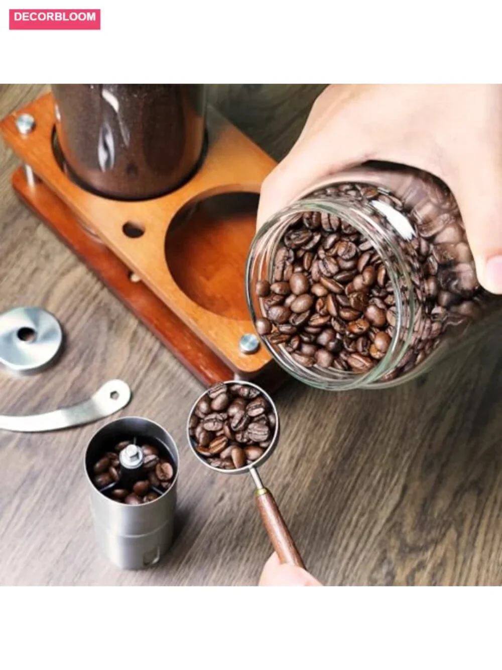 Glass Coffee Grounds Container with Bamboo Shelf, 2x45oz Airtight Jar with Spoon